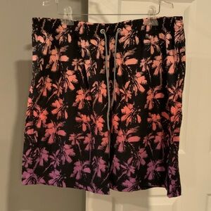Tropical Print Black and Pink Shorts